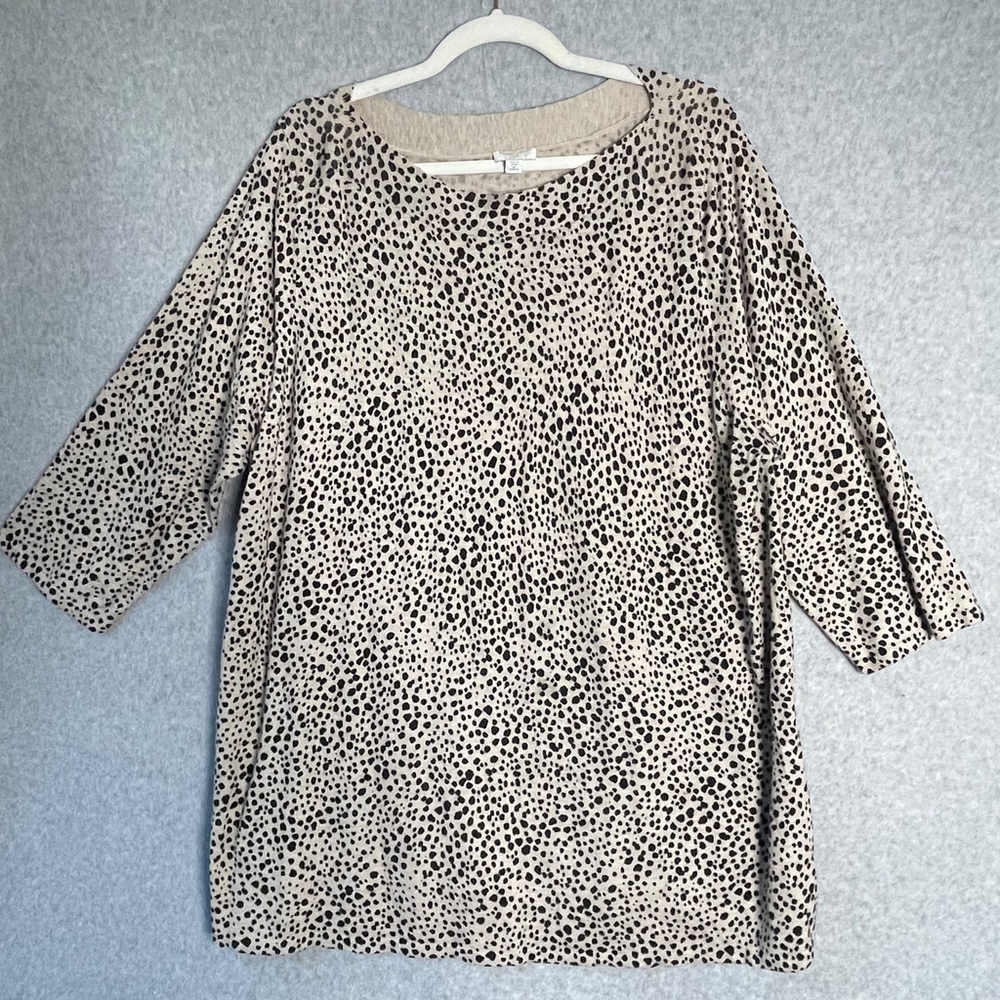 J.Jill Women's Spotted Print Sweater Beige Black 2X